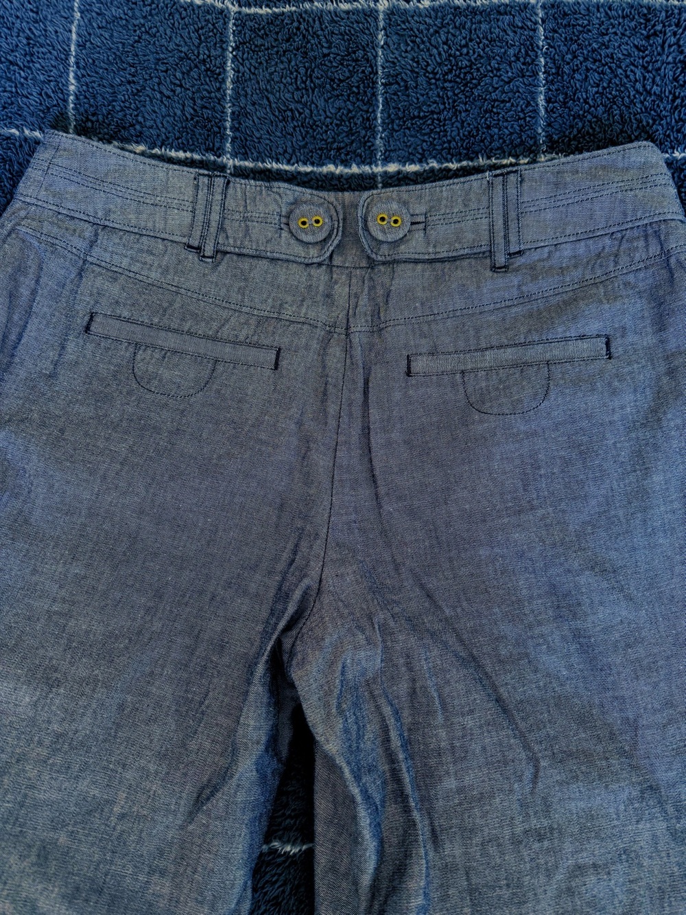 Elevenses Chambray Denim Trousers Buttons Belt Y2K Gorgeous NWoT - Picture 2 of 10